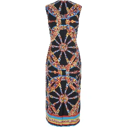 multicolor Sleeveless dress with all-over Carretto print in satin for women