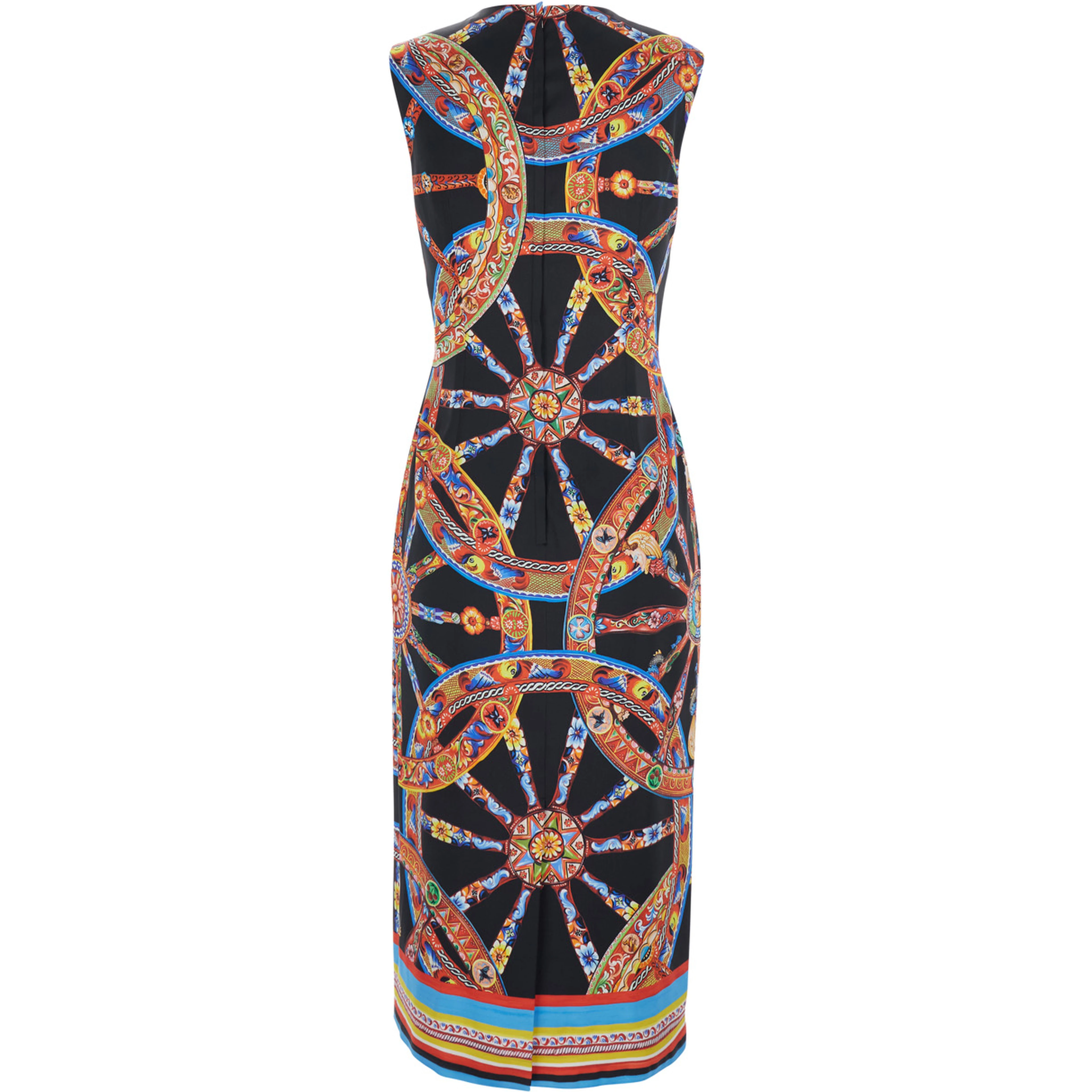 multicolor Sleeveless dress with all-over Carretto print in satin for women