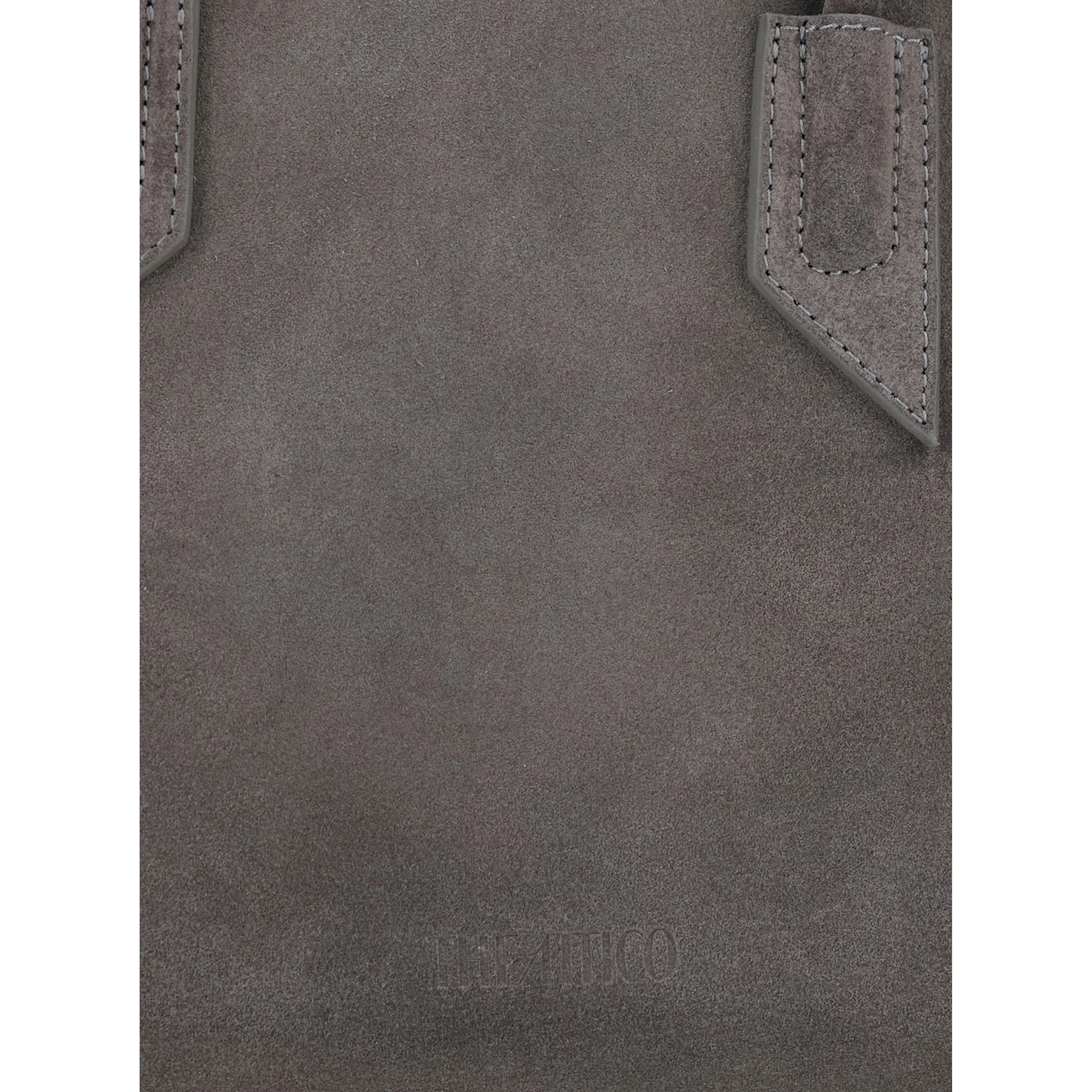 La Passeggiata Grey Medium Shoulder Bagwith Two Top Handles in Suede for Women