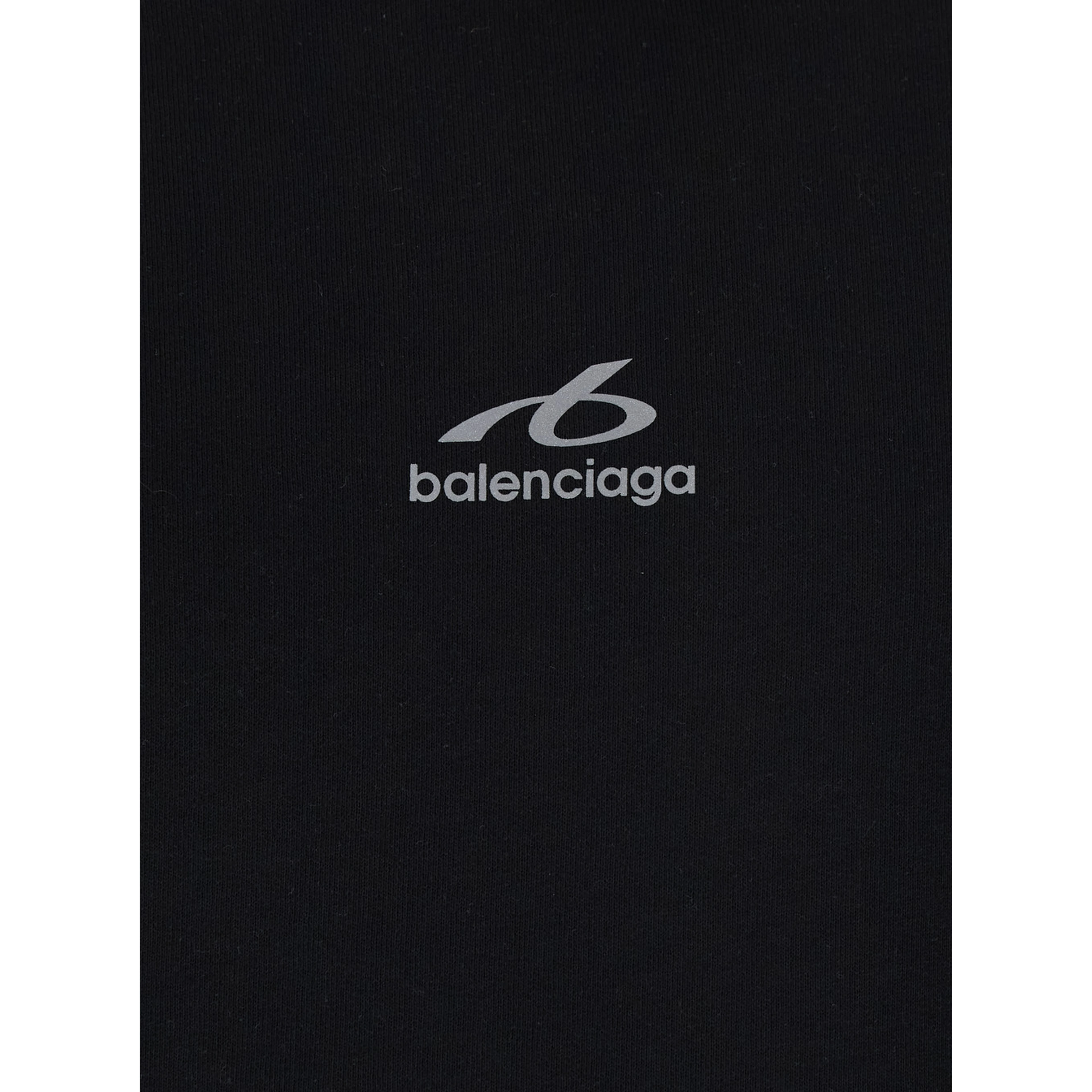 Black Hoodie with fixed hood and logo lettering on the front in cotton for men