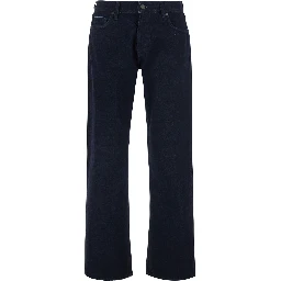 Blue Jeans with Logo Patch on the Back in Denim for Men
