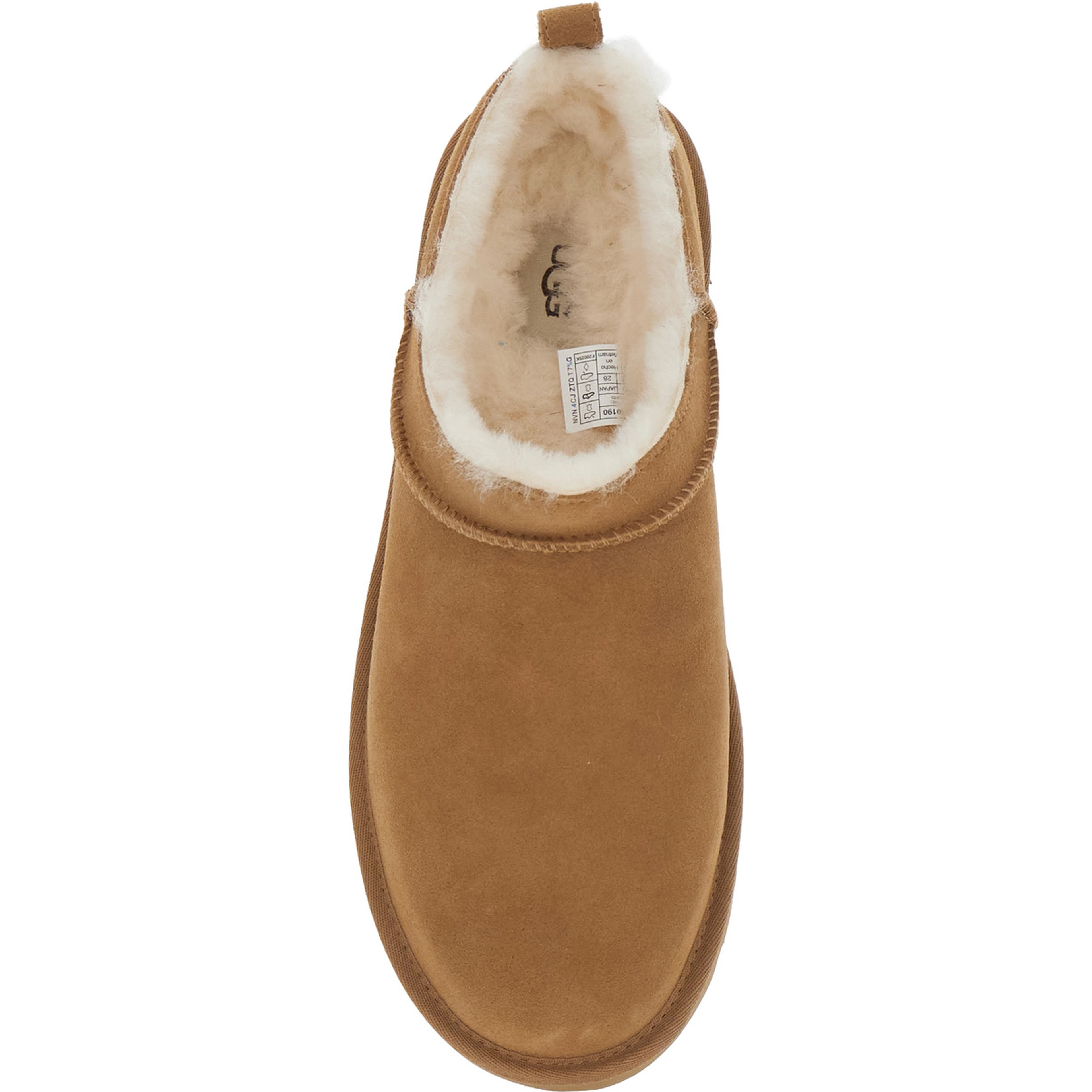 Beige Mule with logo on the side and faux fur lining in suede for men