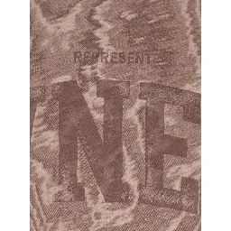 faded beige Crew neck T-shirt with maxi print on the front in cotton for men
