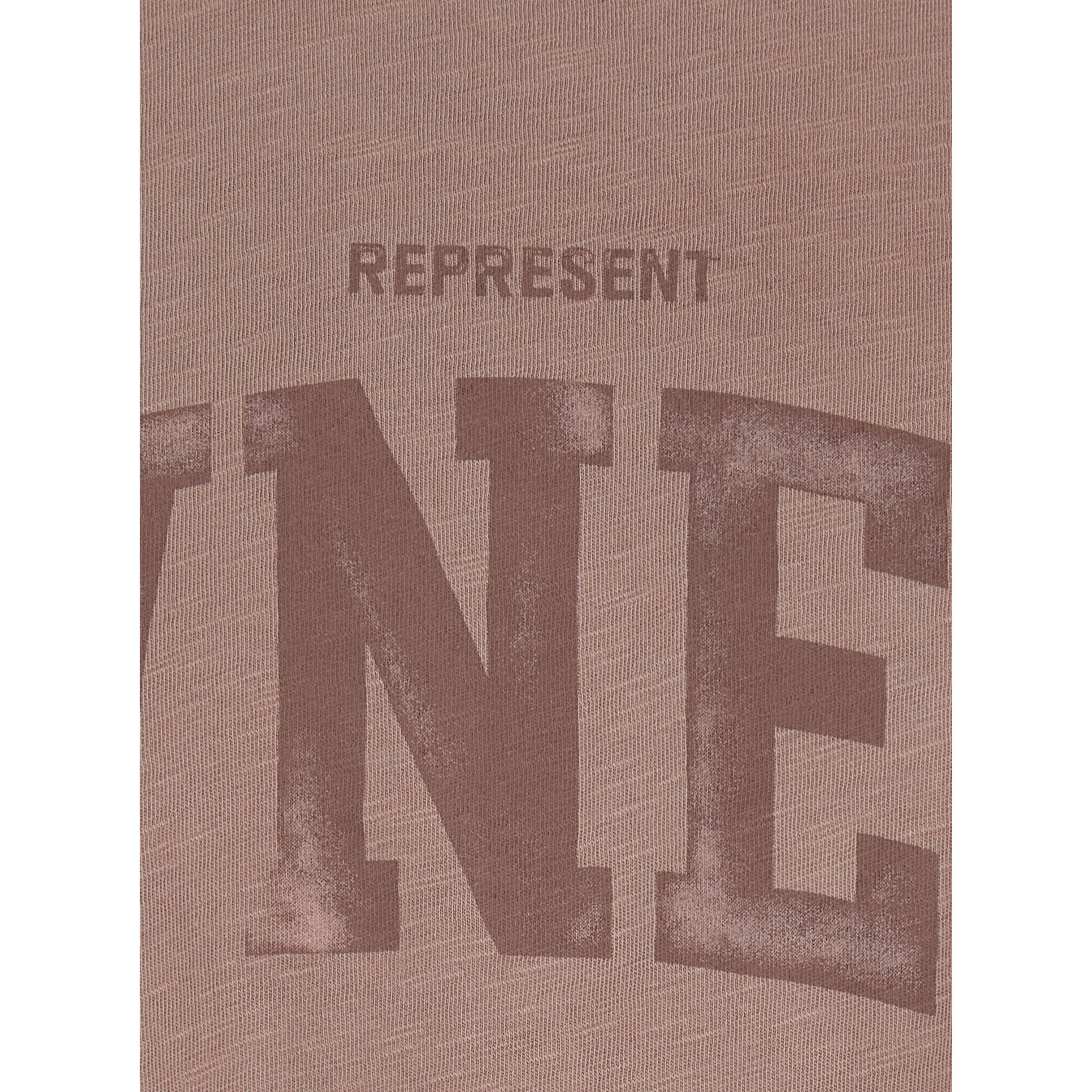 faded beige Crew neck T-shirt with maxi print on the front in cotton for men