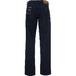 Blue Jeans with Logo Patch on the Back in Denim for Men