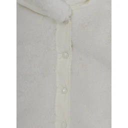 Viona White Down jacket with hood and hidden closure on the front in ecofur baby