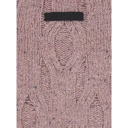 Pink Crewneck sweater with distressed effect and logo patch on the back in Tech Fabric men