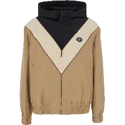 beige Jacket with VLogo patch on the front in Tech Fabric for man