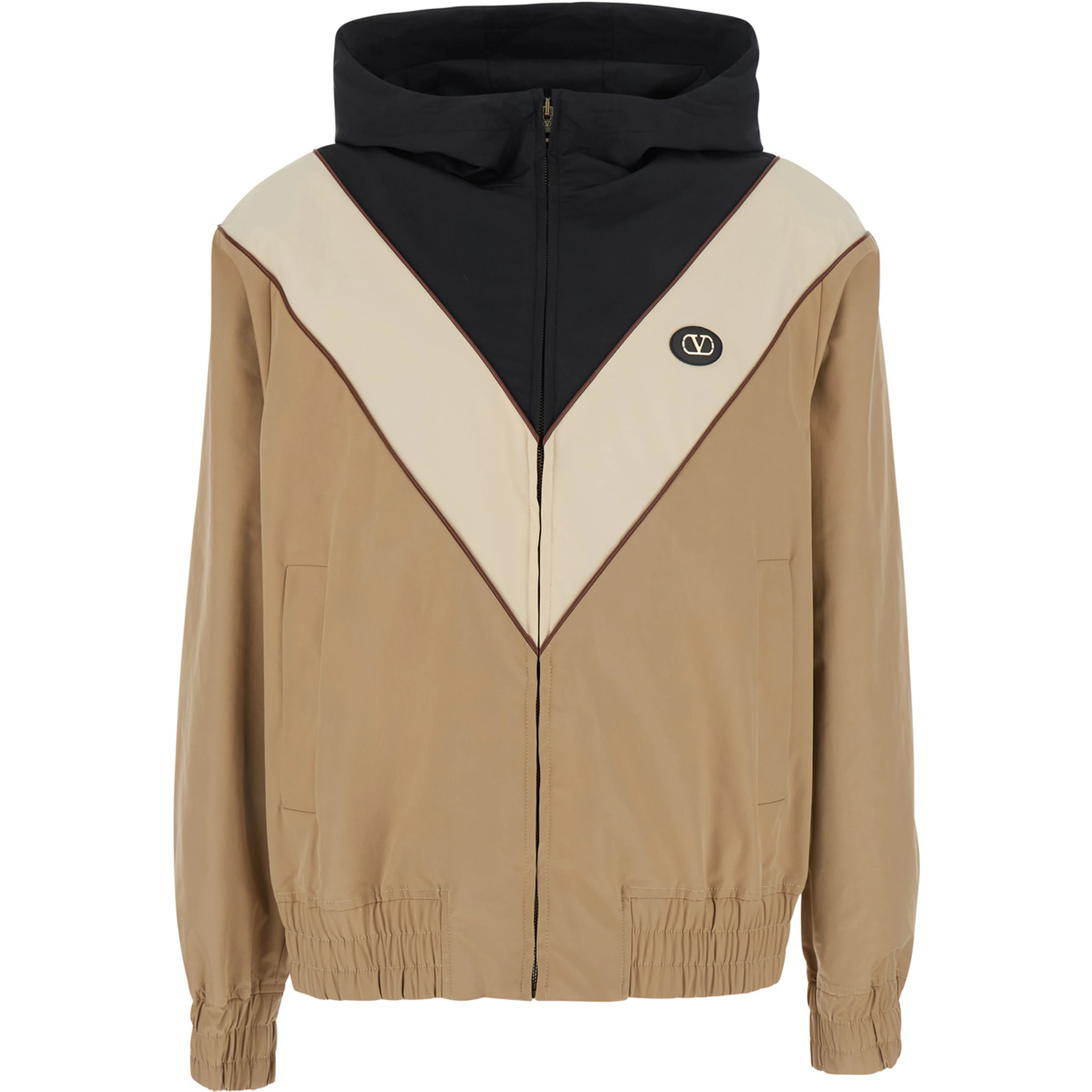 beige Jacket with VLogo patch on the front in Tech Fabric for man