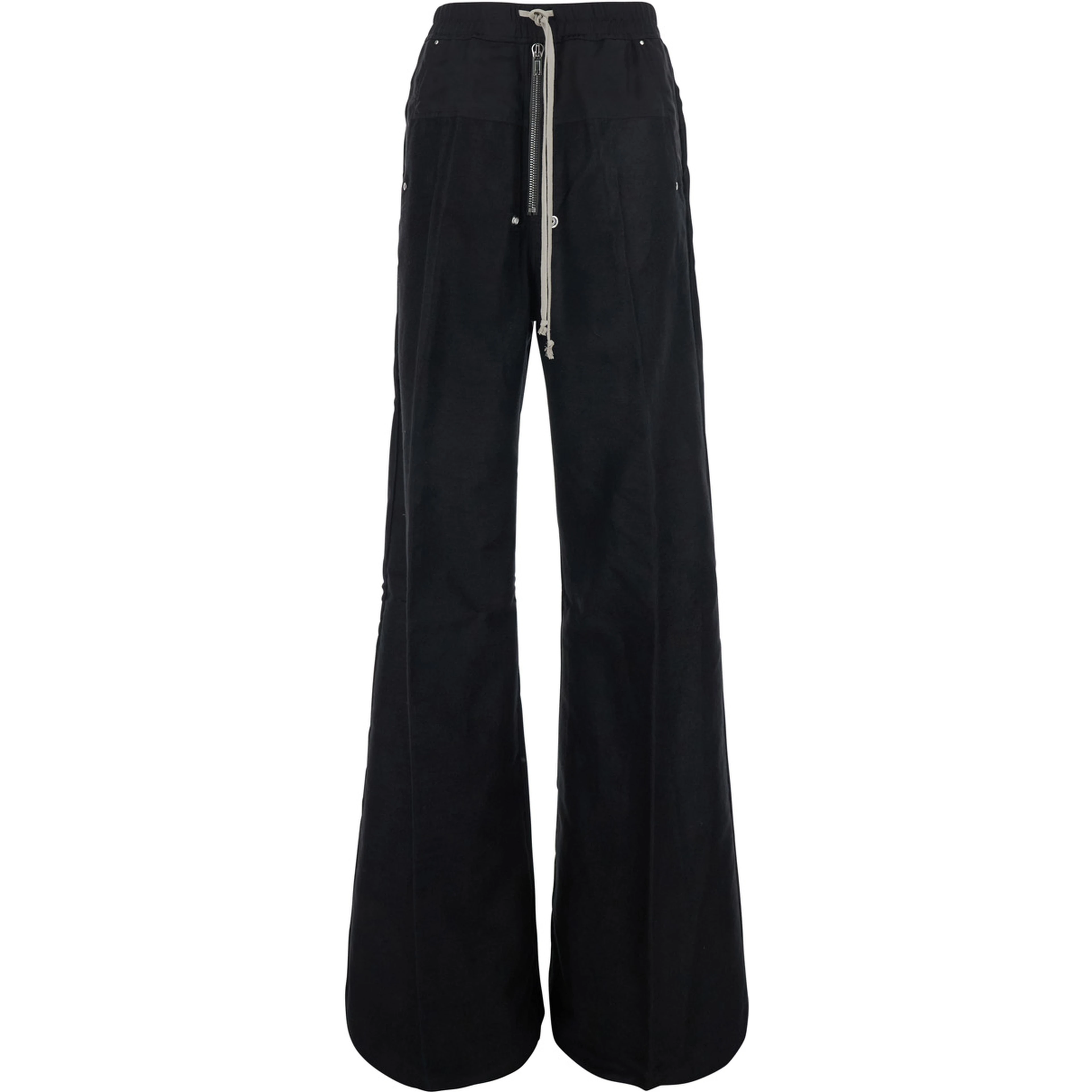 Bela Wide Black Pants with elastic waistband and oversized drawstring in ramie and cotton Men