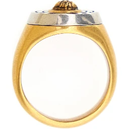 Gold-Colored Ring with Engraved Medusa Head in Brass for Men