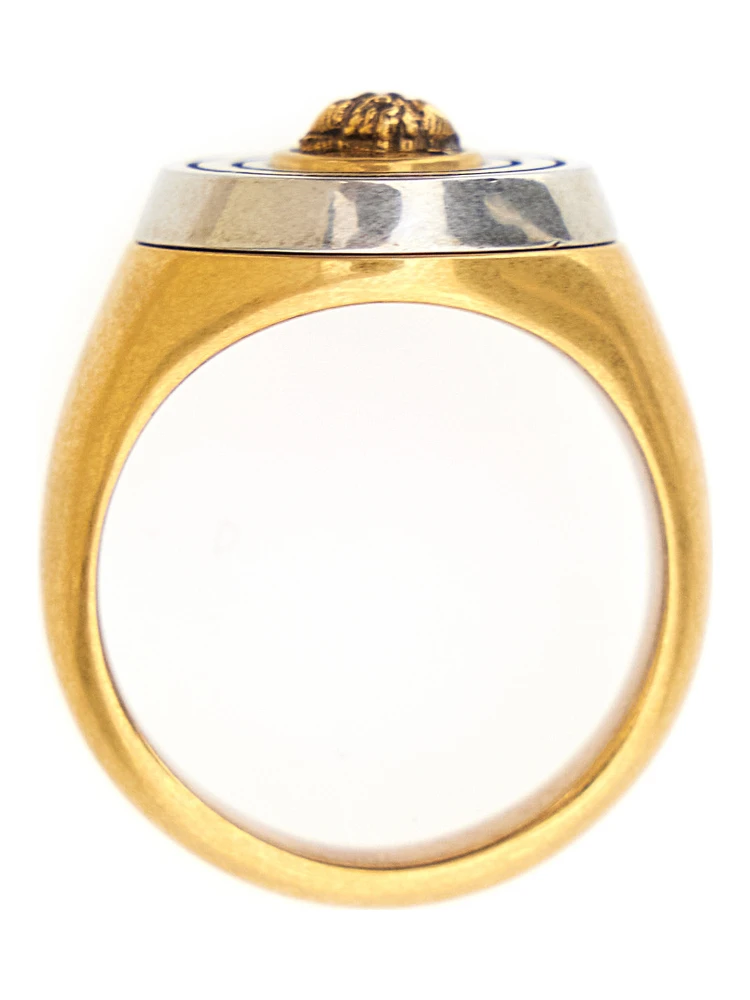 Gold-Colored Ring with Engraved Medusa Head in Brass for Men alternative