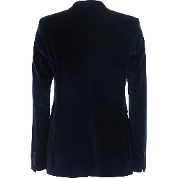 Parigi Blue Double.Breasted Jacket with Peak revers in Blue Velvet for Women