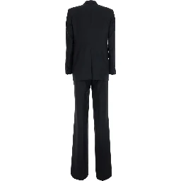 Black Double-breasted Suit with Peak Revers in Fabric for Women