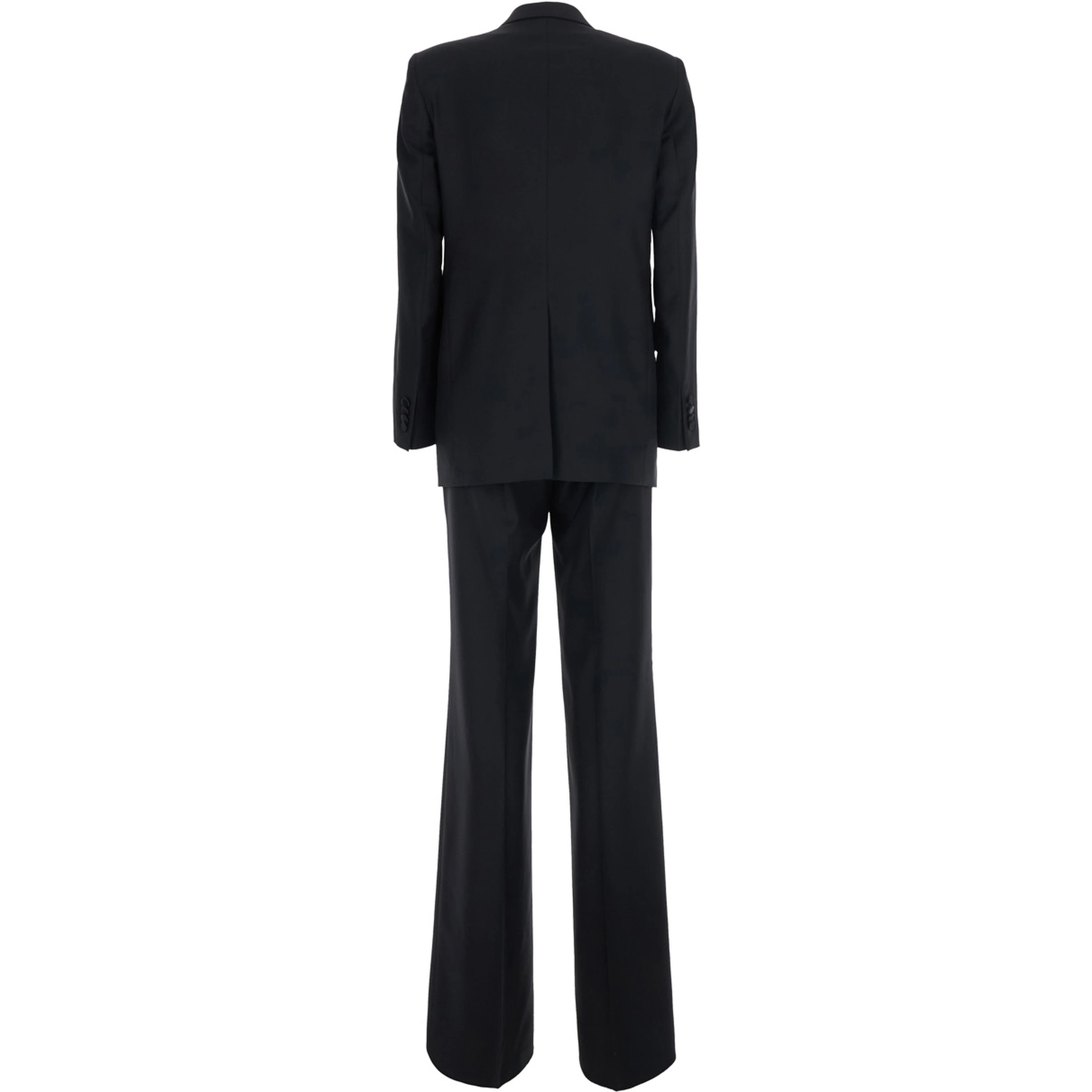 Black Double-breasted Suit with Peak Revers in Fabric for Women