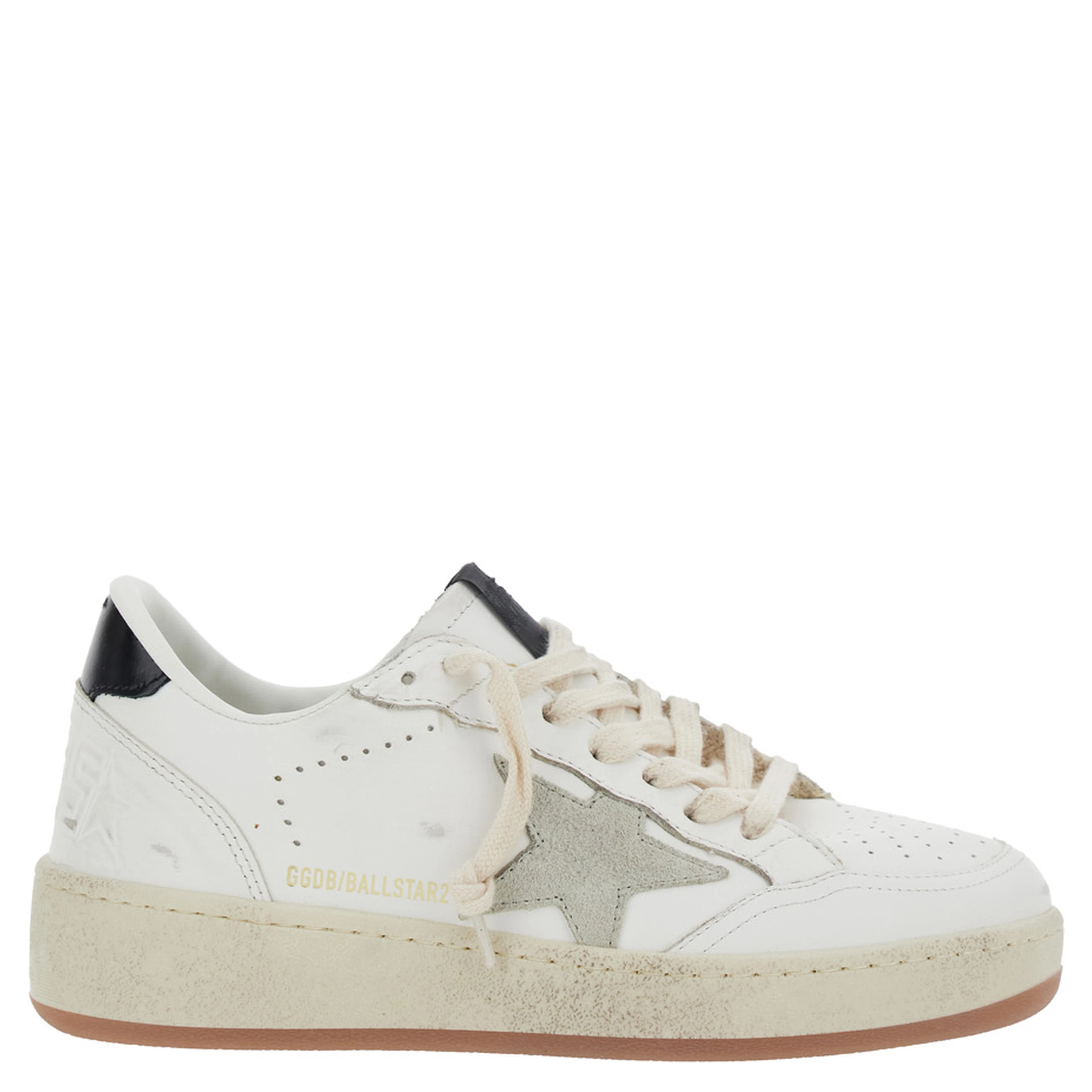 Sneaker Ballstar 2 Low Top with Star Patch on the Side and Contrast Heel in White Leather for Women