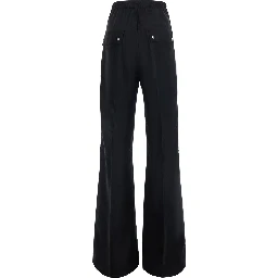 Bela Wide Black Pants with elastic waistband and oversized drawstring in ramie and cotton Men