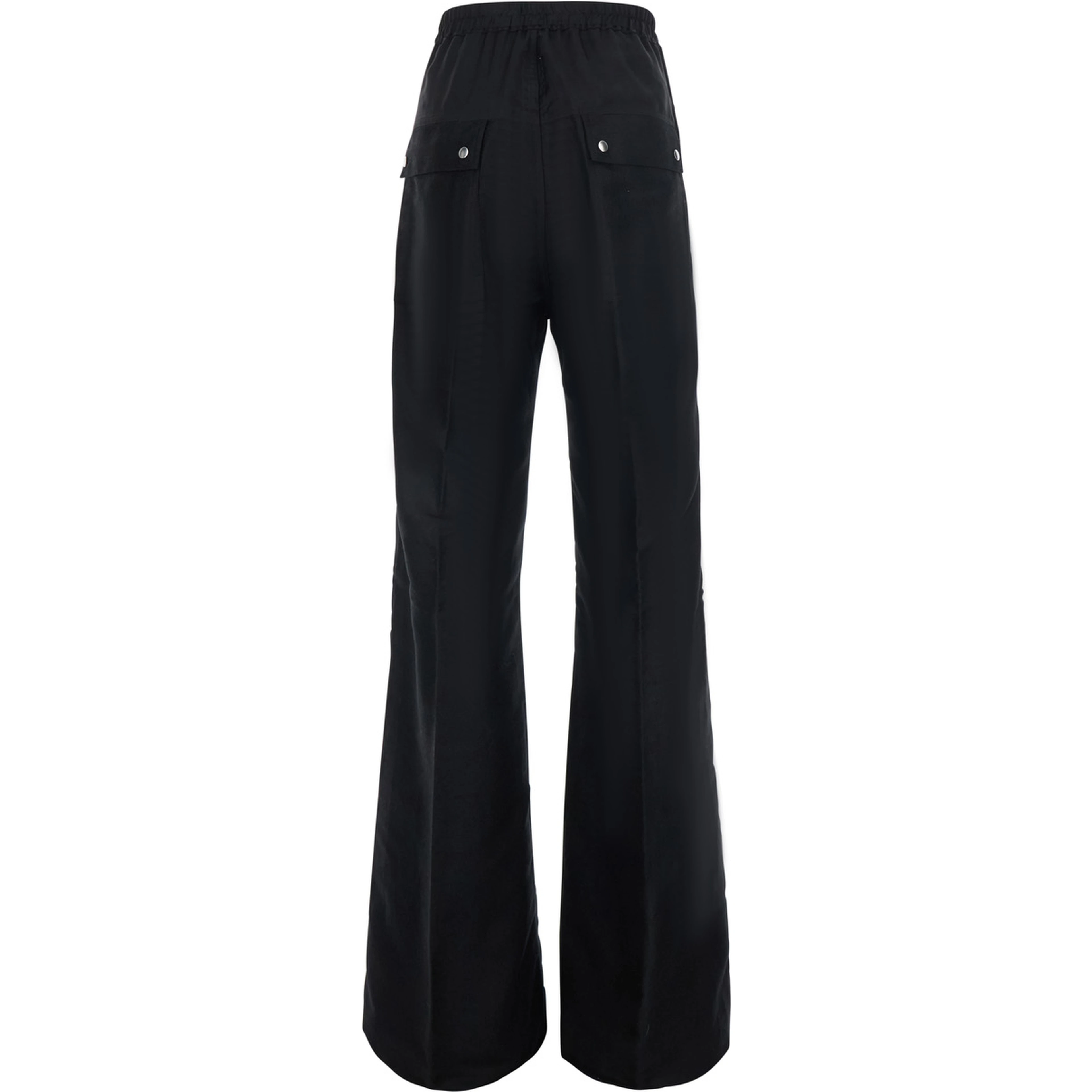 Bela Wide Black Pants with elastic waistband and oversized drawstring in ramie and cotton Men