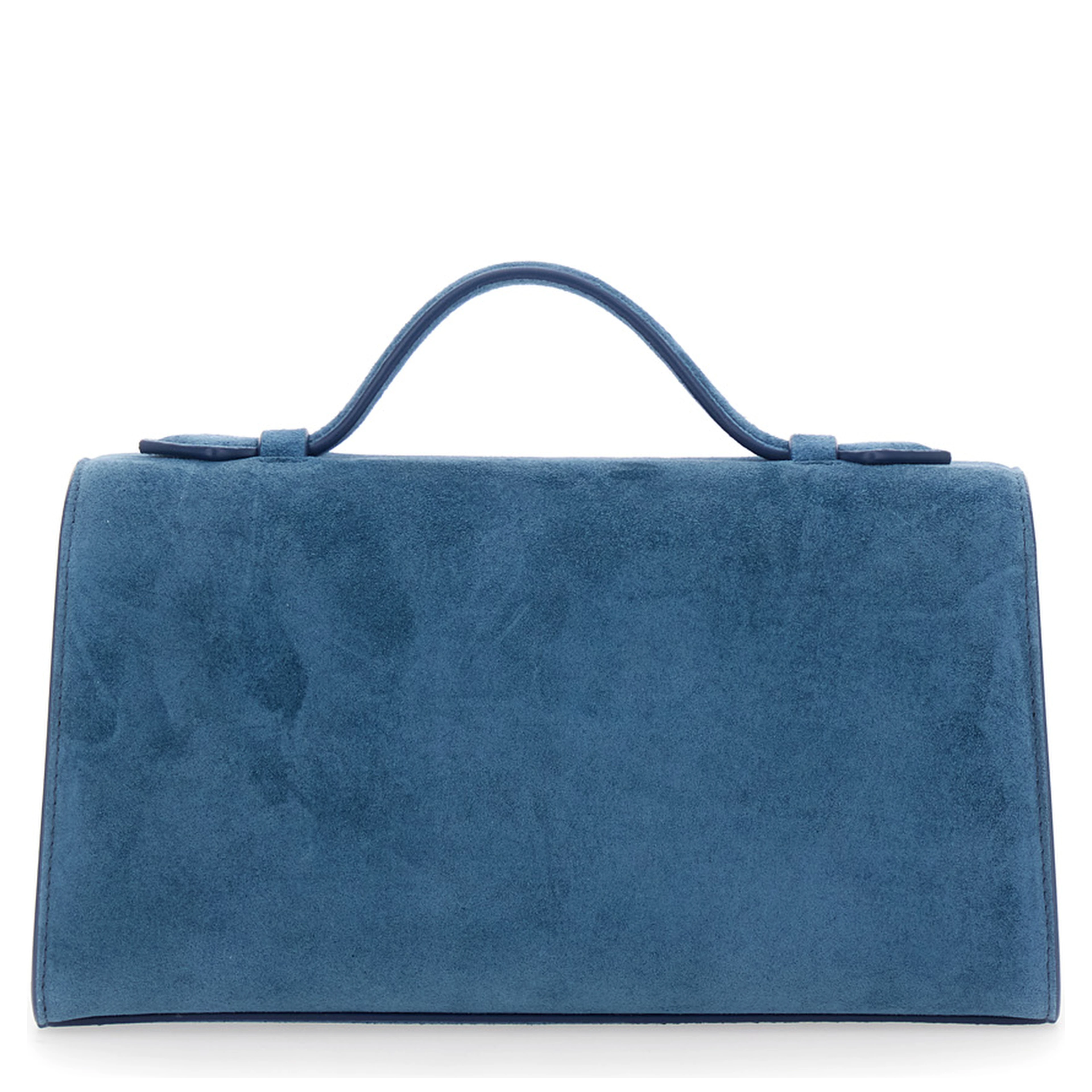 SYMMETRY CLUTCH IN SUEDE with elegant details and blue unisex suede
