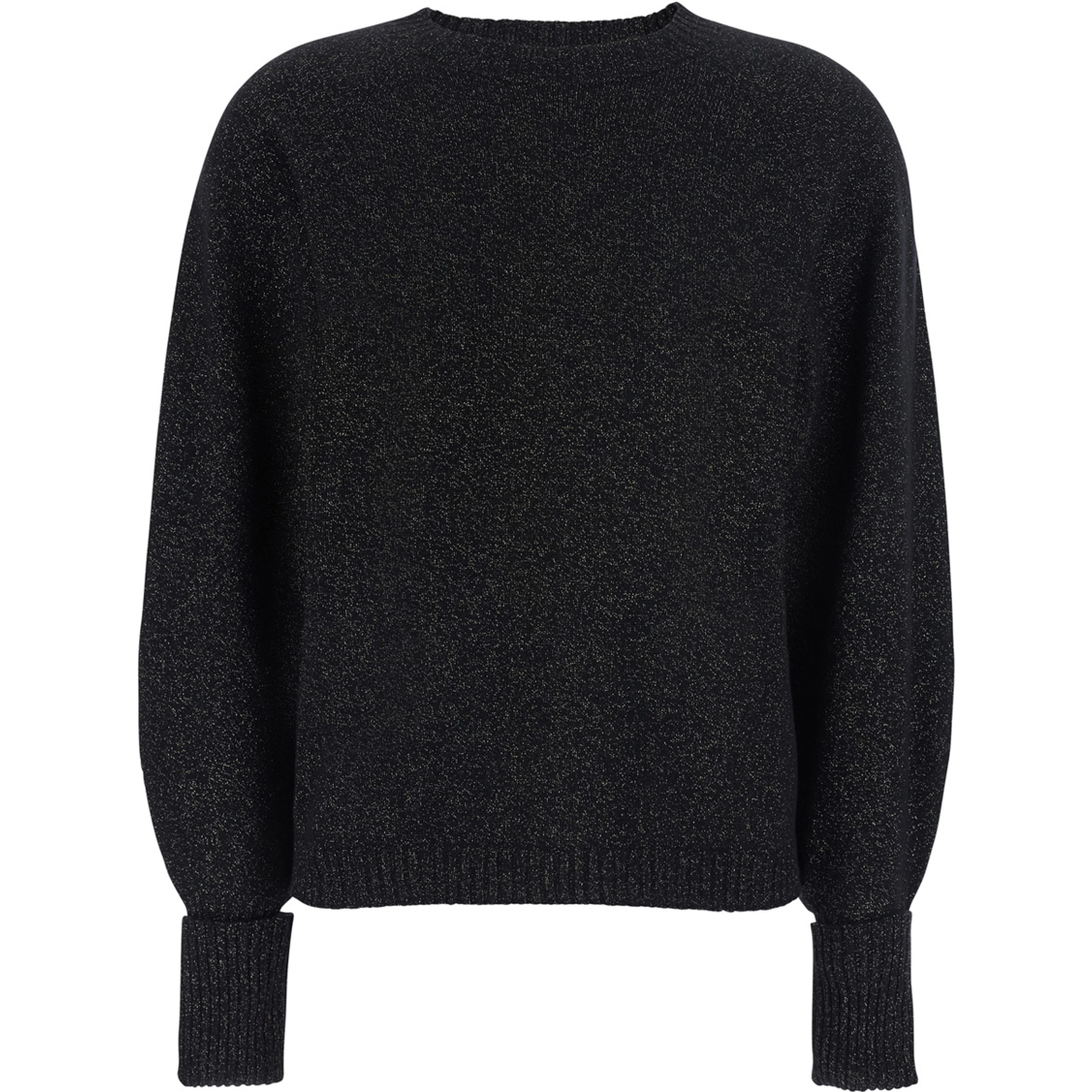 Black Crewneck Sweater with Short Design in Wool and Cashmere Blend Woman