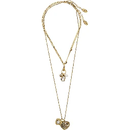NATURAL Necklace with elegant metal details and warm colors, metallic material, old gold color, woman
