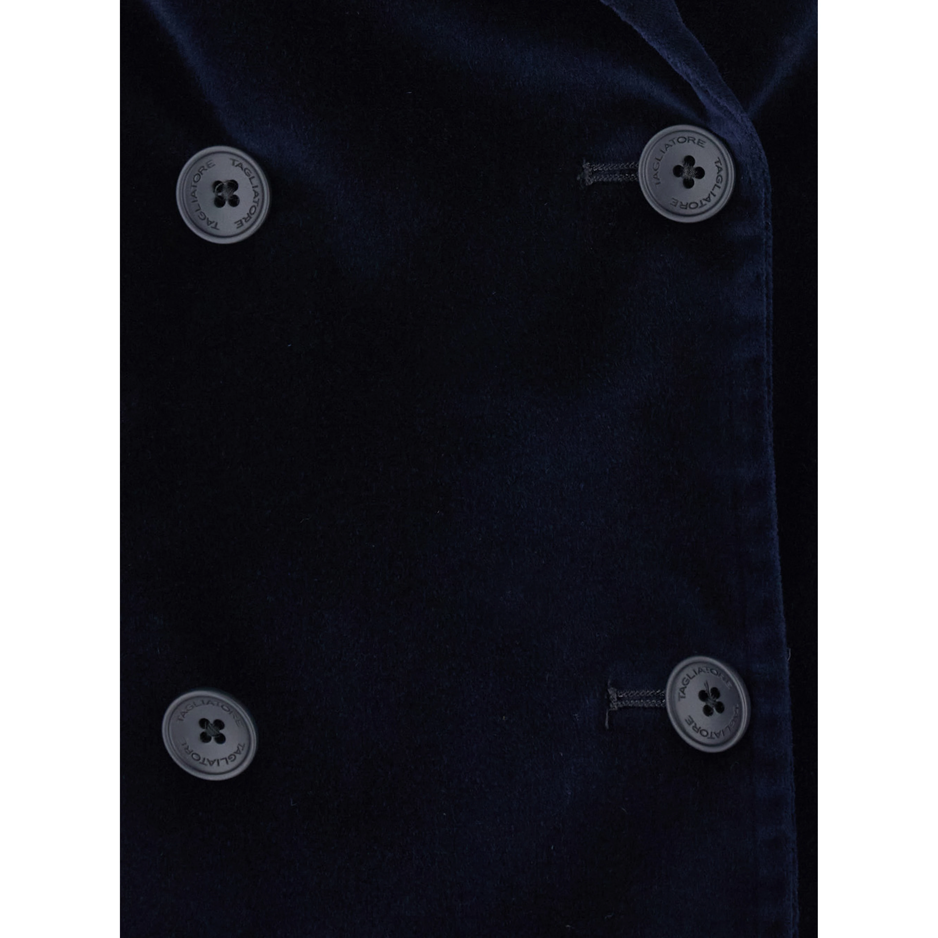 Parigi Blue Double.Breasted Jacket with Peak revers in Blue Velvet for Women
