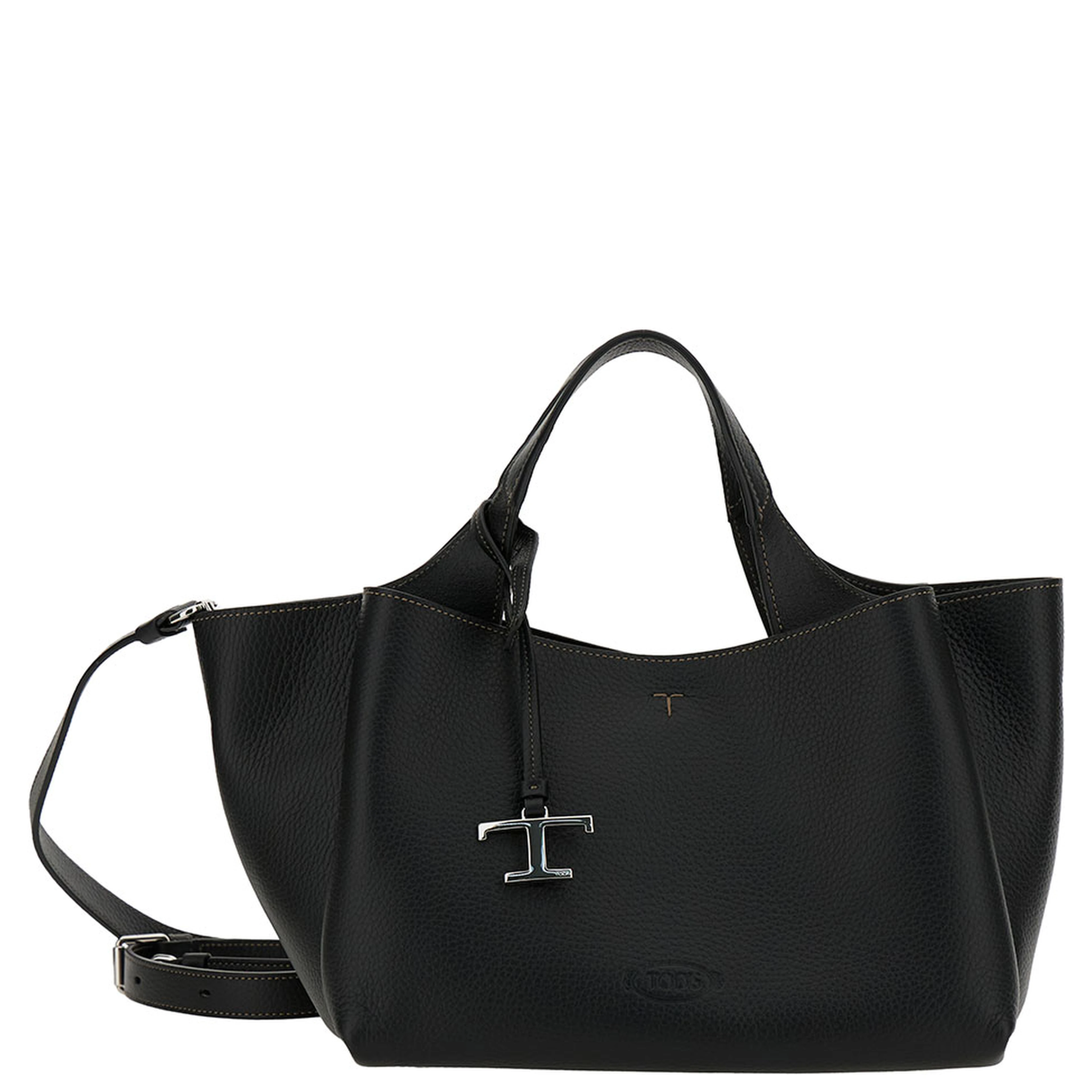 Handbag T Timeless with Embossed Logo in Black Garnet Leather for Women