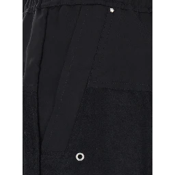 Bela Wide Black Pants with elastic waistband and oversized drawstring in ramie and cotton Men