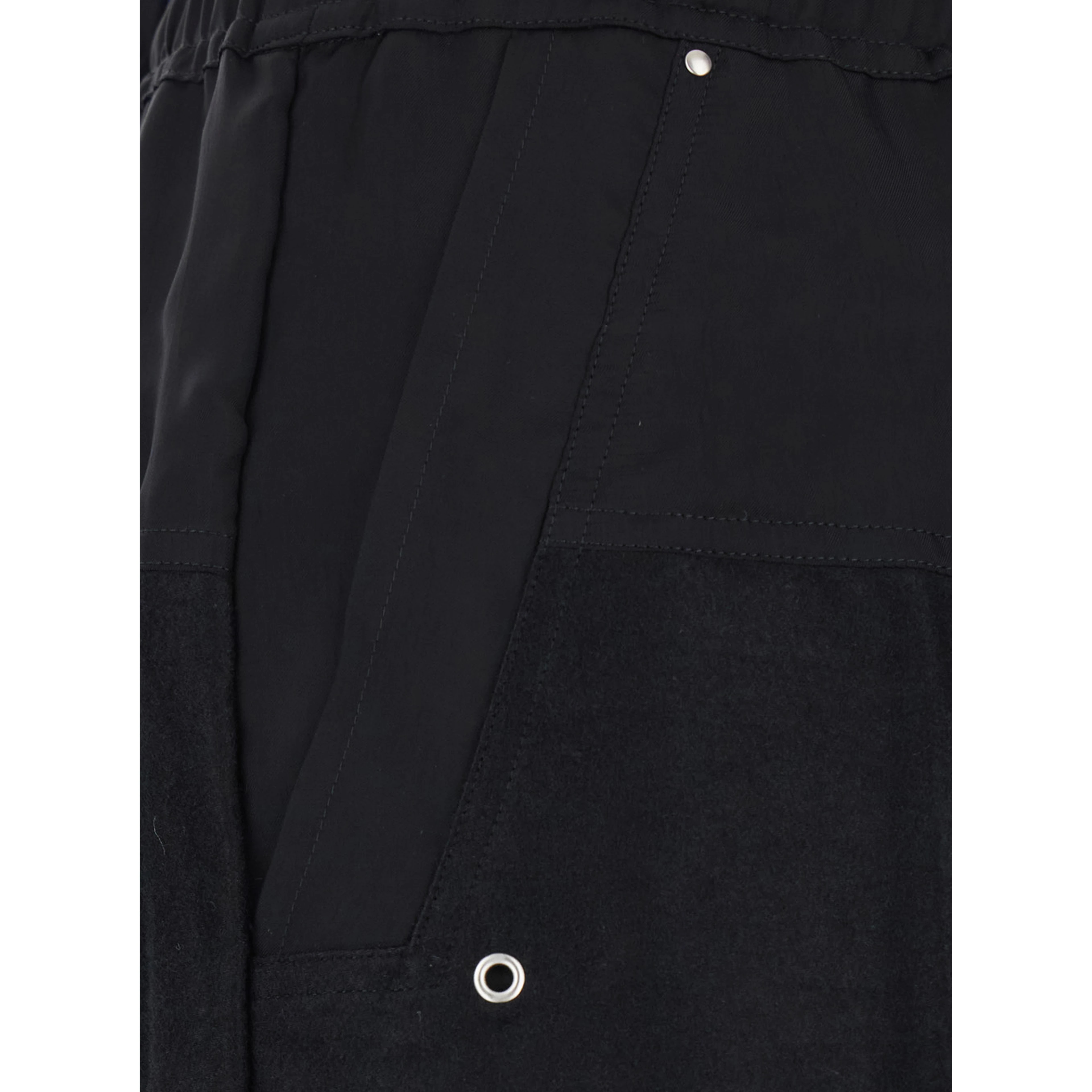 Bela Wide Black Pants with elastic waistband and oversized drawstring in ramie and cotton Men