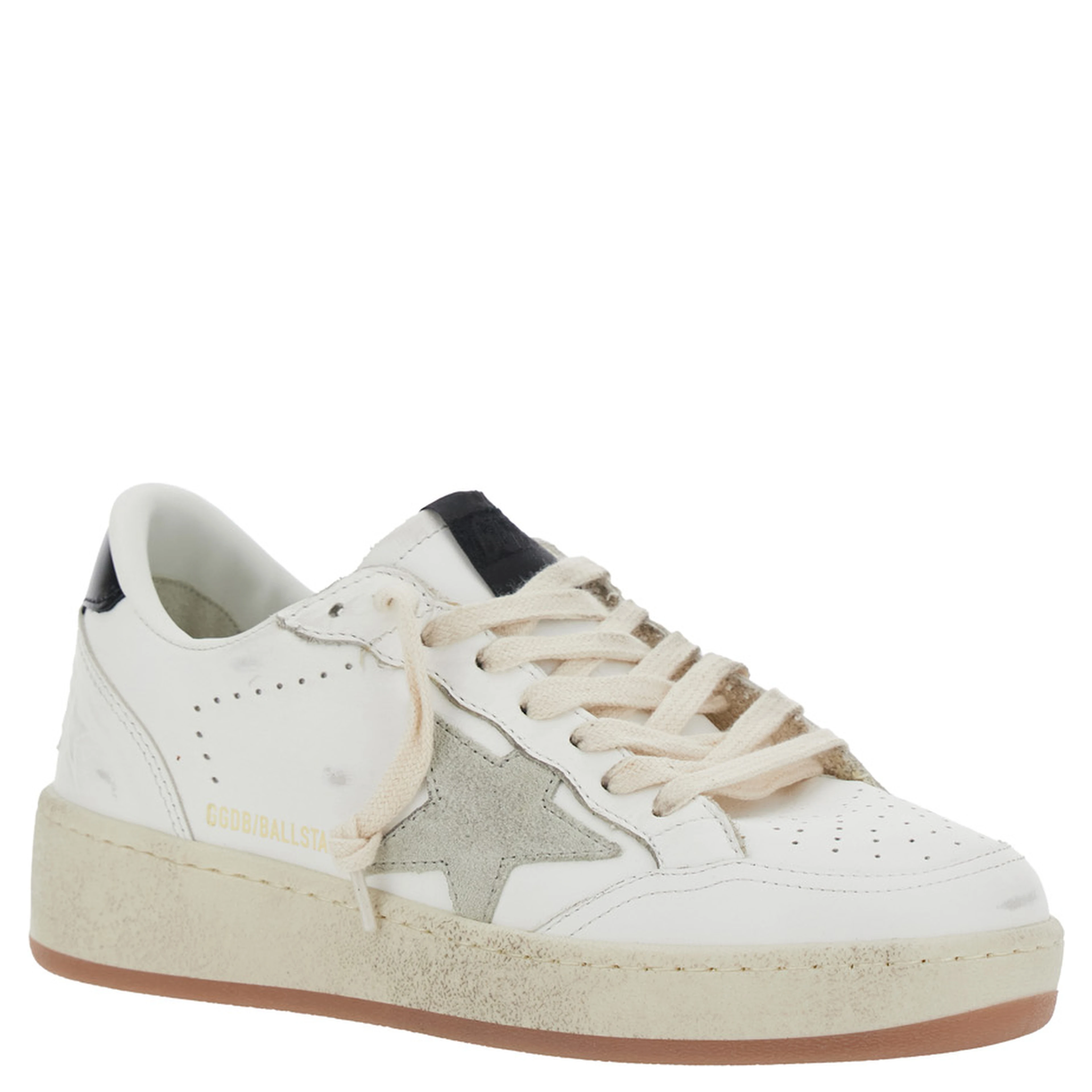 Sneaker Ballstar 2 Low Top with Star Patch on the Side and Contrast Heel in White Leather for Women