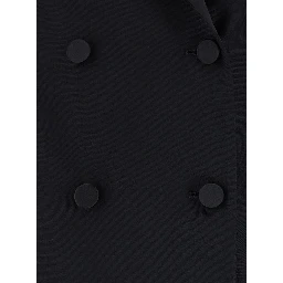 Black Double-breasted Suit with Peak Revers in Fabric for Women