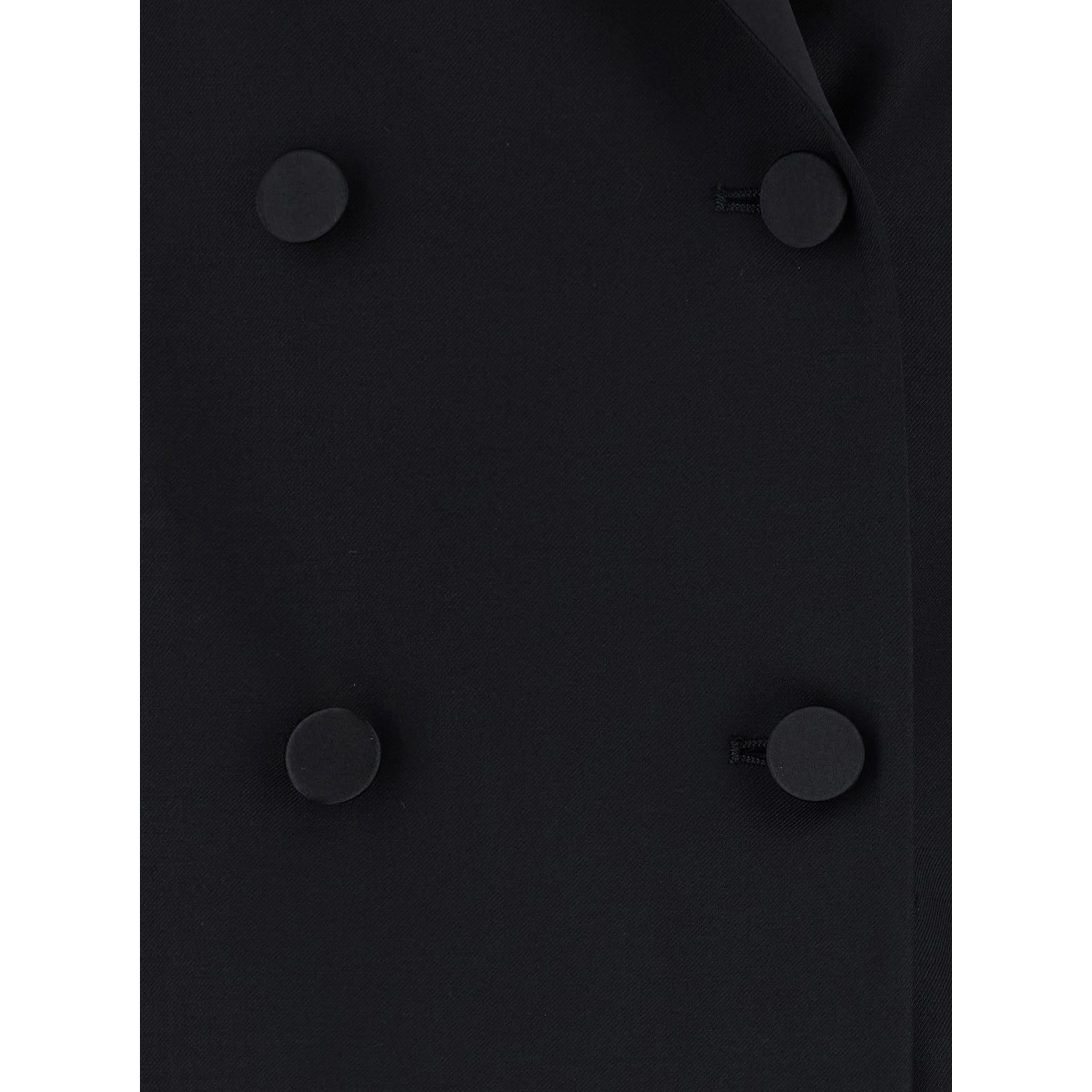 Black Double-breasted Suit with Peak Revers in Fabric for Women