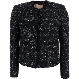 Gray Jacket with Collar and Pockets in Tech Fabric for Women