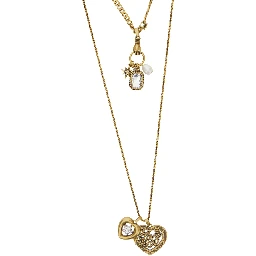 NATURAL Necklace with elegant metal details and warm colors, metallic material, old gold color, woman