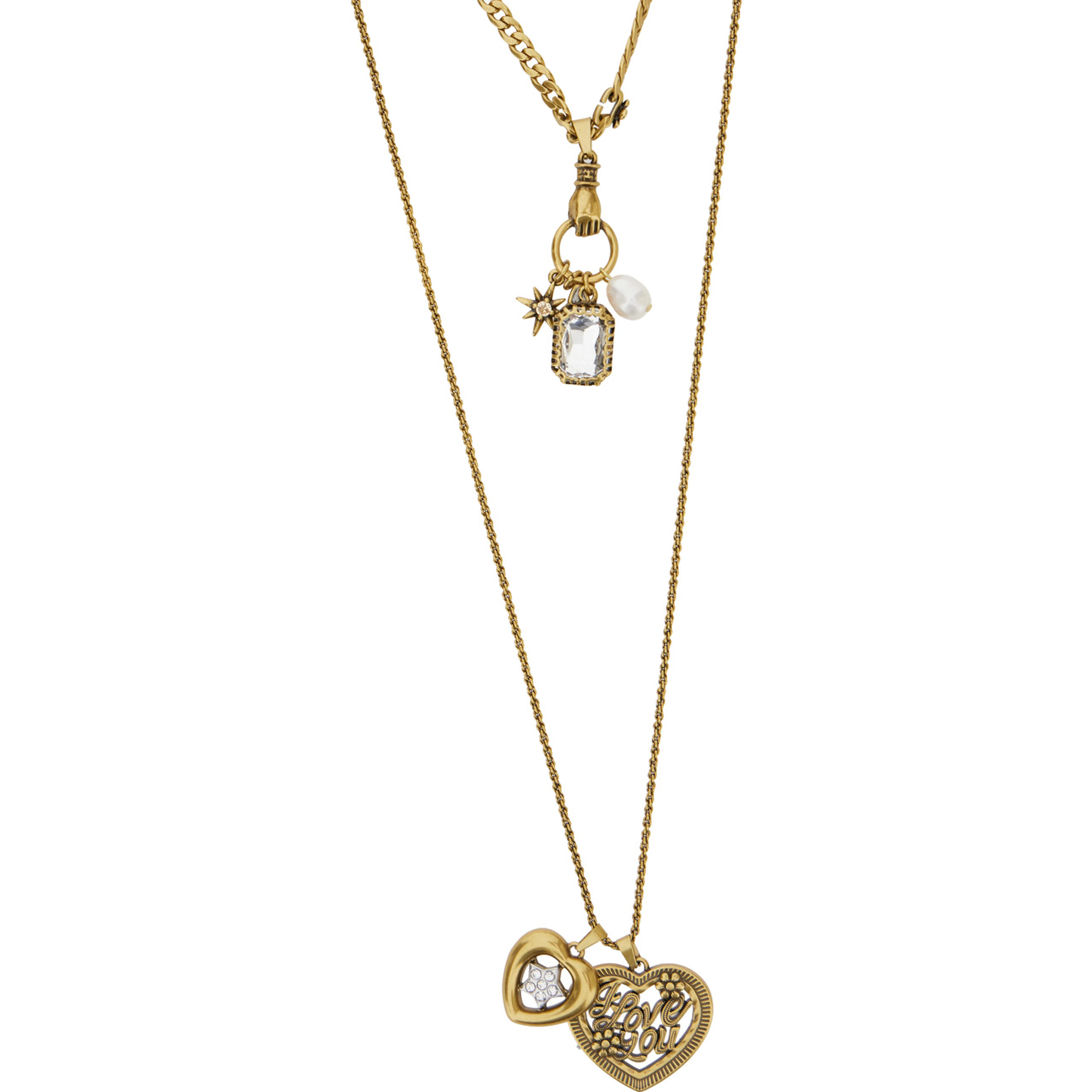 NATURAL Necklace with elegant metal details and warm colors, metallic material, old gold color, woman