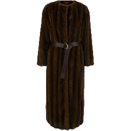 MSTORMA Coat characterized by notched revers and side pockets in brown for women