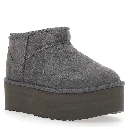 Pull On Ultra Mini Classic Suede Gray Boots for Women