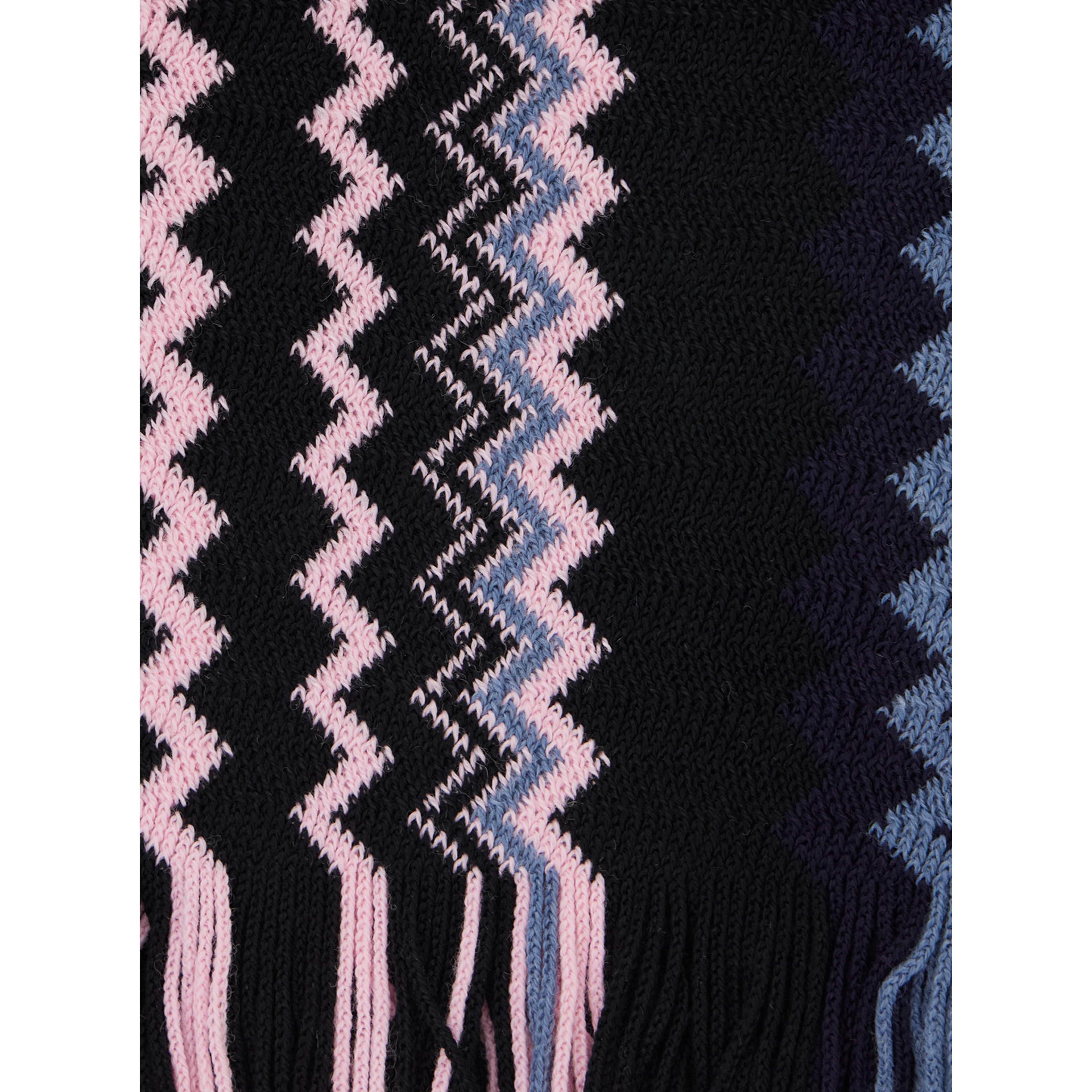 multicolor Scarf with all-over Zig Zag motif and fringed edge in blend wool and fabric women