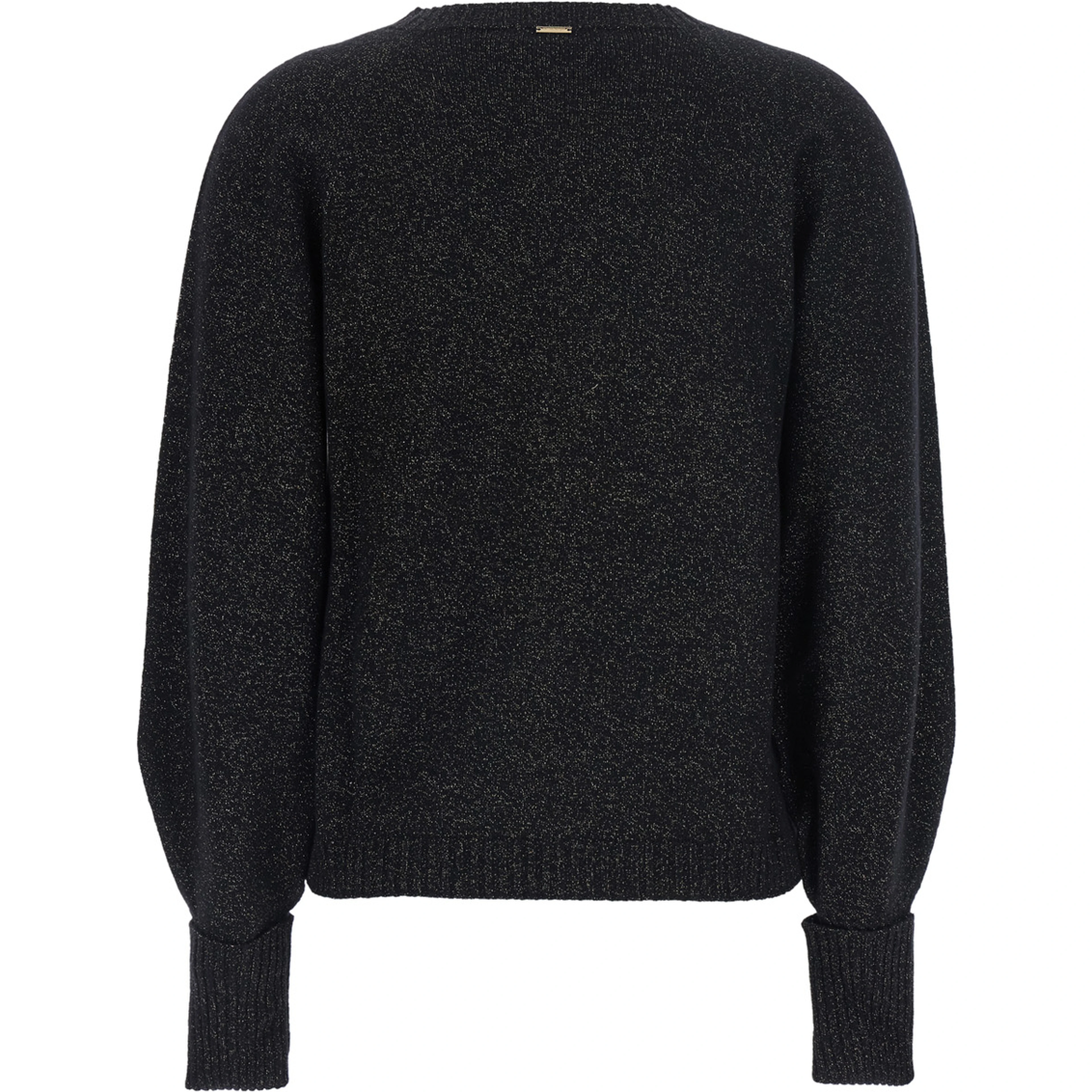 Black Crewneck Sweater with Short Design in Wool and Cashmere Blend Woman