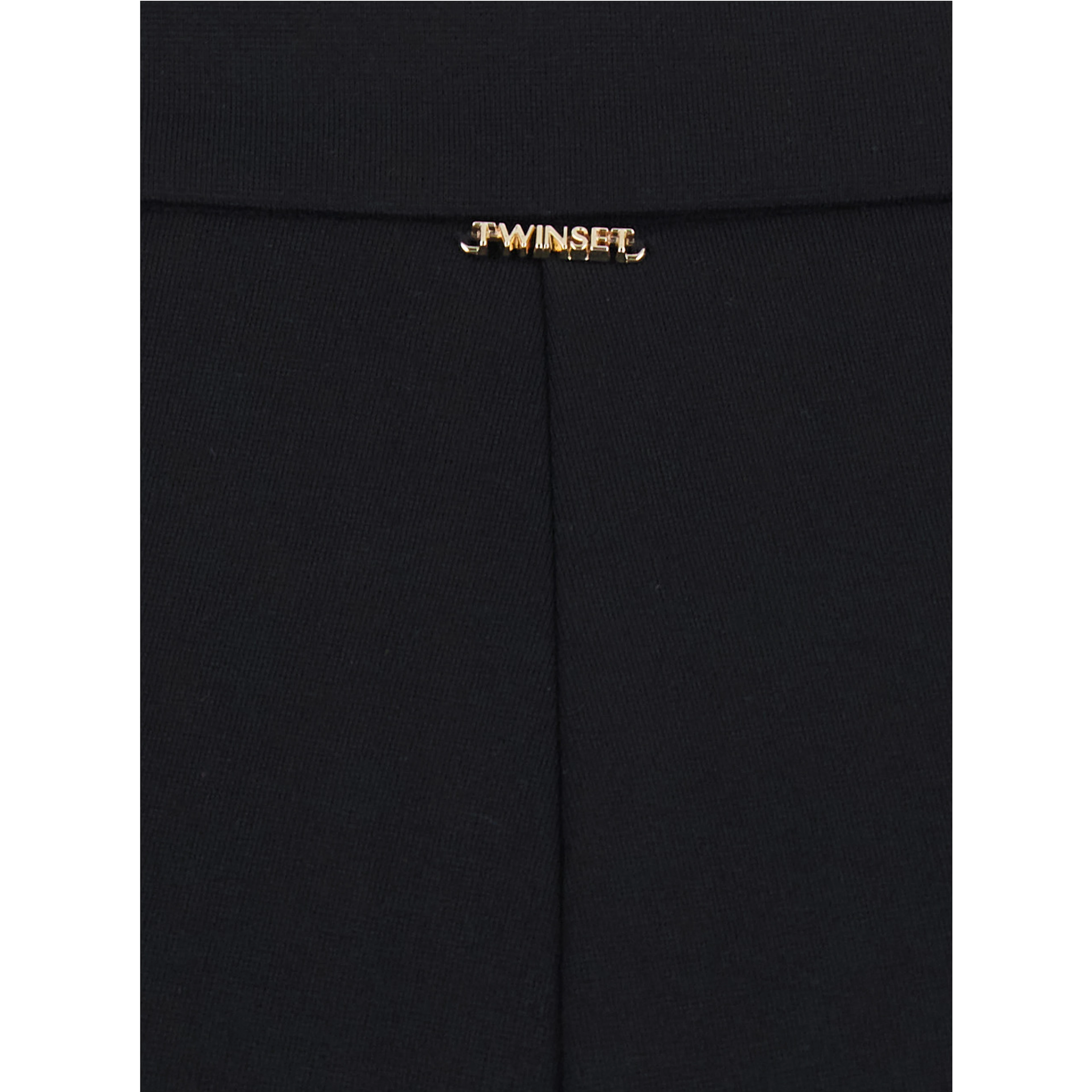 Black Wide Leg Trousers with Logo Plate on the Back in Stretch Viscose for Women