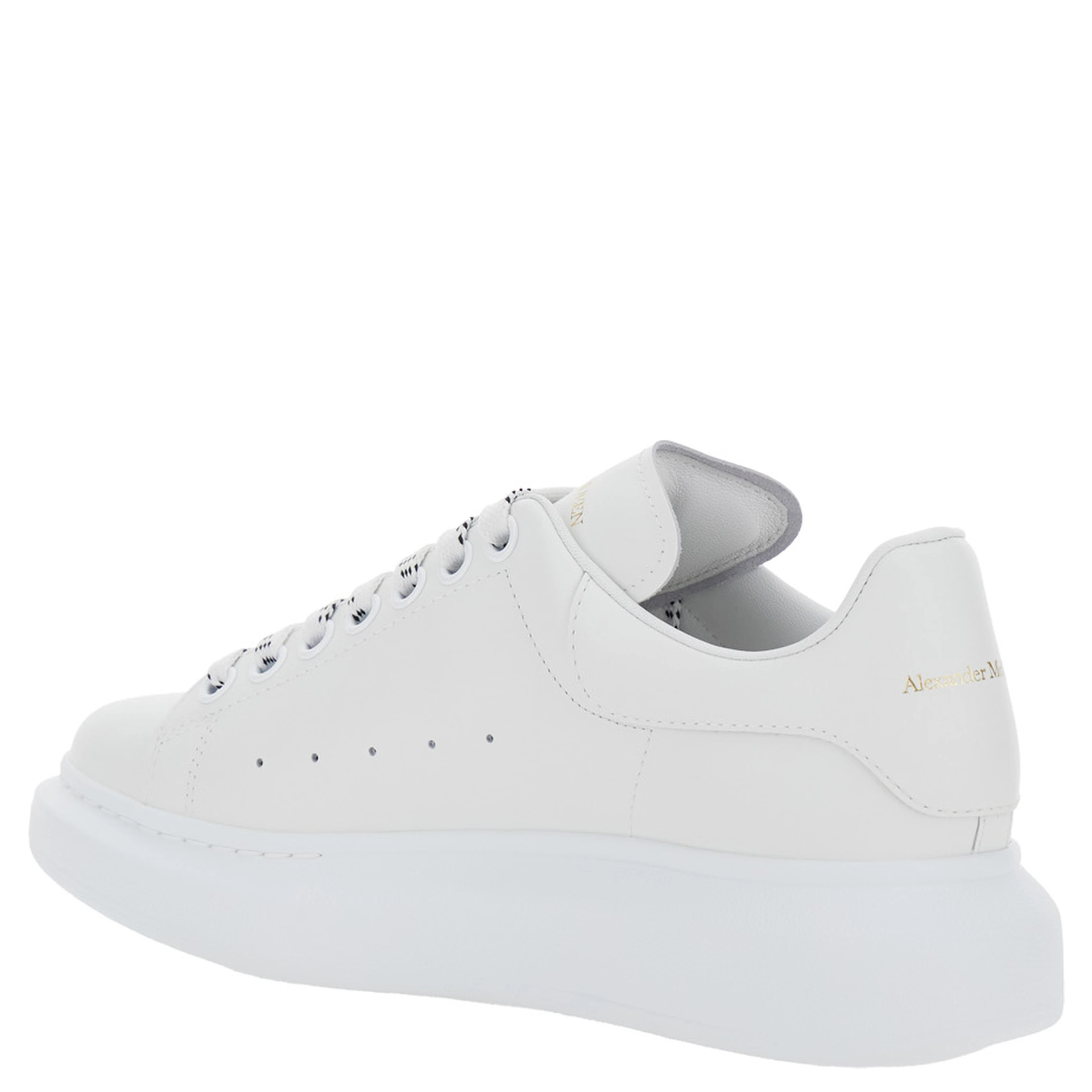 Low Top Sneakers Bianca with logo lettering on tongue and heel in white leather for women