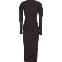 brown Dress with cutout details and tie waist in viscose for women