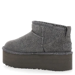 Pull On Ultra Mini Classic Suede Gray Boots for Women
