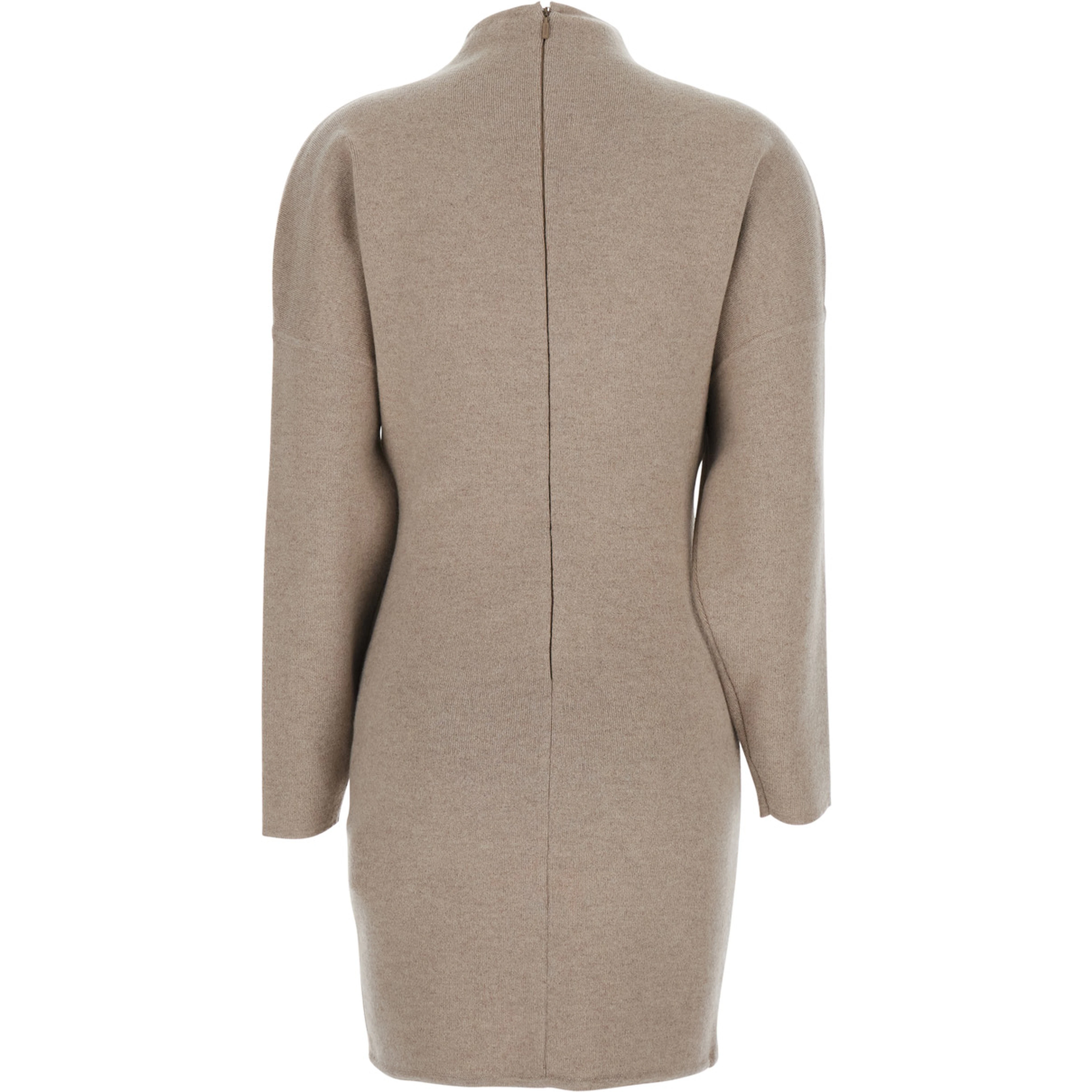 MXS RACCONTO Dress with long sleeves and V-neck in Beige Tech Fabric for women