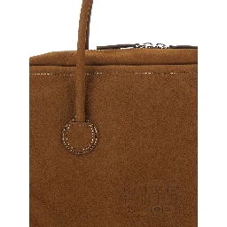 Shoulder Bag Soft Boston Small with Logo Lettering on the Front in Brown Leather for Women