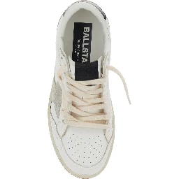 Sneaker Ballstar 2 Low Top with Star Patch on the Side and Contrast Heel in White Leather for Women