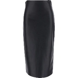 Black Skirt with zip closure at the back in ecoleather for women