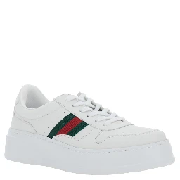 Sneaker with Web Detail and Oversized Sole in White Leather for Men