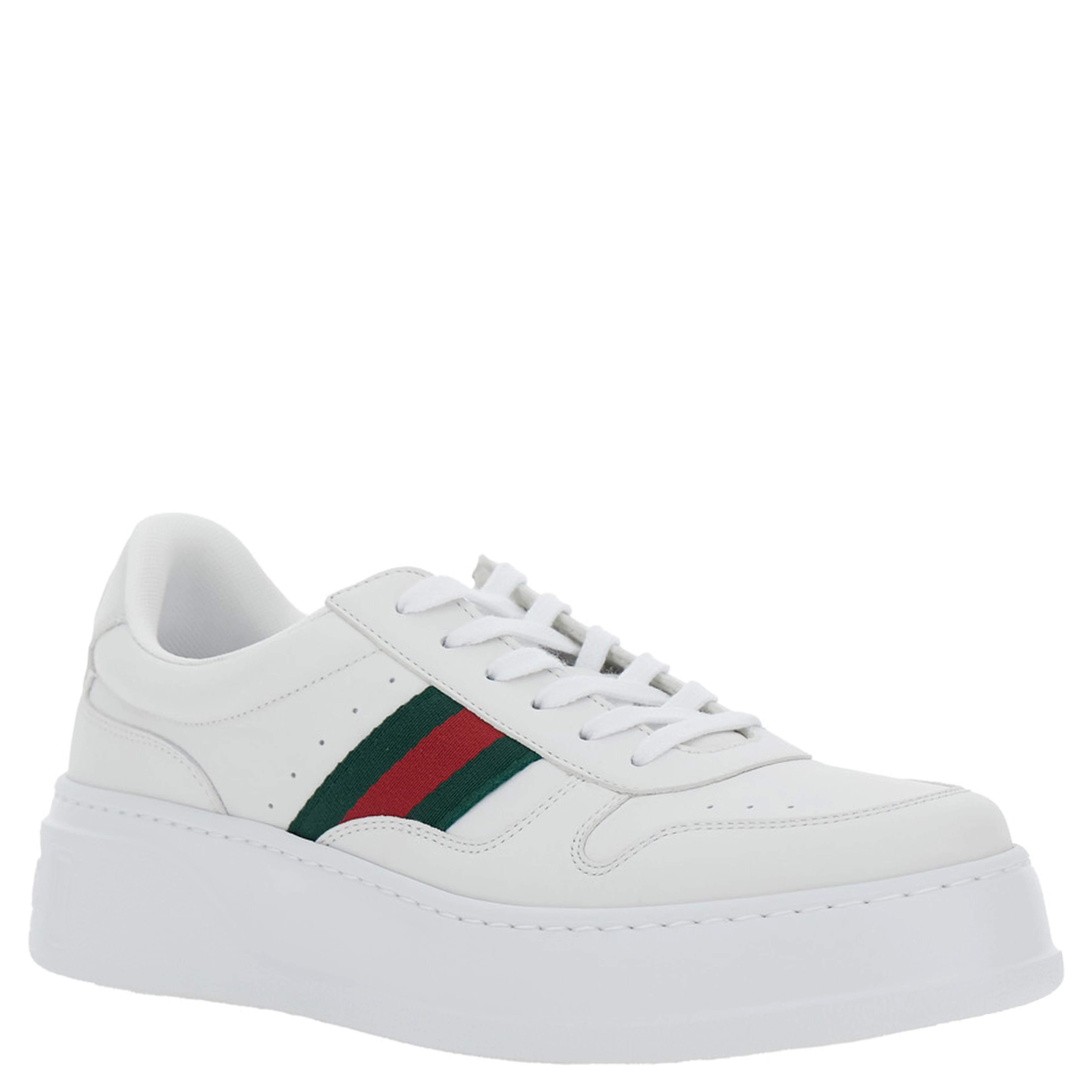 Sneaker with Web Detail and Oversized Sole in White Leather for Men