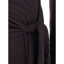 brown Dress with cutout details and tie waist in viscose for women